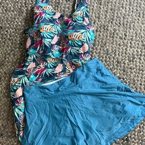 Latched Mama Tropical Print Swim Dress